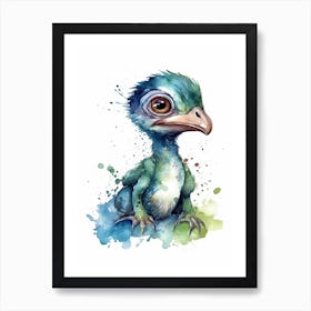 Oviraptor Cute Dinosaur Watercolour 2 Art Print