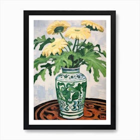 Flowers In A Vase Still Life Painting Chrysanthemum 1 Art Print