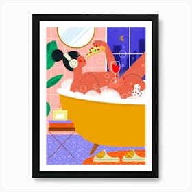 Pizza And Wine Art Print