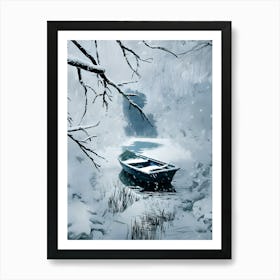 Boat In The Snow 4 Art Print