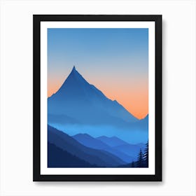 Misty Mountains Vertical Composition In Blue Tone 7 Art Print