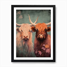Dreamy Cloudy Highland Cows 2 Art Print