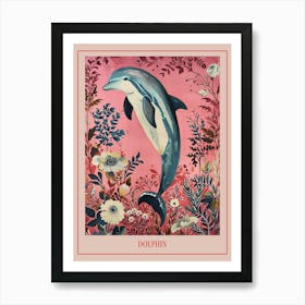 Floral Animal Painting Dolphin 3 Poster Art Print