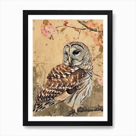 Barred Owl Japanese Painting 4 Art Print