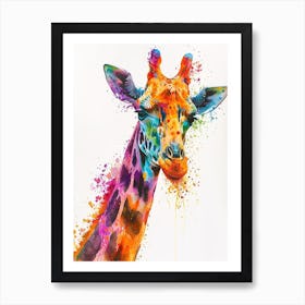 Giraffe Face Watercolour Portrait 3 Art Print