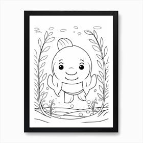 Line Art Jungle Animal Manatee 1 Art Print