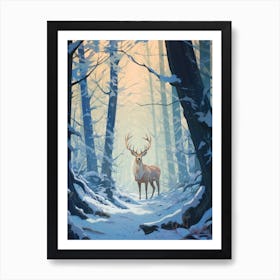 Winter Elk 2 Illustration Art Print