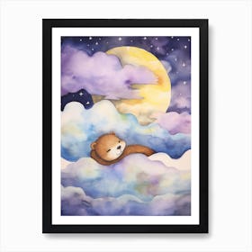 Baby Otter Sleeping In The Clouds Art Print