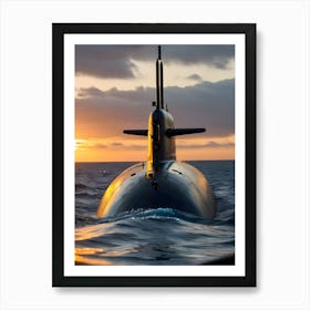 Submarine At Sunset -Reimagined 3 Art Print