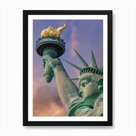 NYC Statue Of Liberty At Sunset Art Print