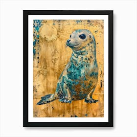 Baby Seal Gold Effect Collage 4 Art Print