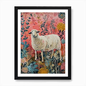 Floral Animal Painting Sheep 3 Art Print