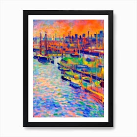 Port Of Los Angeles United Brushwork Painting harbour Poster