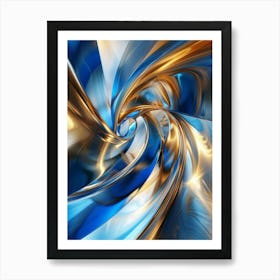 Abstract Blue And Gold Swirl Art Print