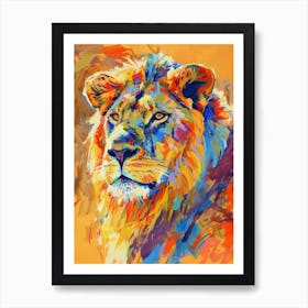 Masai Lion Lion In Different Seasons Fauvist Painting 4 Art Print