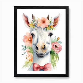 Baby Unicorn Flower Crown Bowties Woodland Animal Nursery Decor (28) Art Print