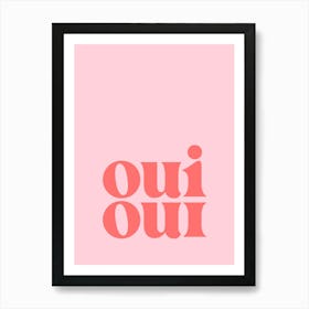 Oui Oui - Pink & Red Bathroom Art Print