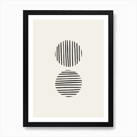 Striped Circles Black Art Print