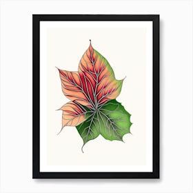 Poinsettia Leaf Warm Tones Art Print