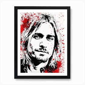 Kurt Cobain Portrait Ink Painting (3) Art Print