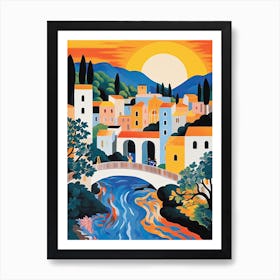 Mostar Old Bridge, Bosnia & Herzegovina Colourful 3 Art Print