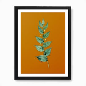 Vintage Twistedstalk Botanical on Sunset Orange Art Print