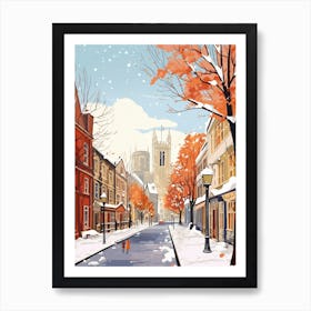 Vintage Winter Travel Illustration Windsor United Kingdom 3 Art Print