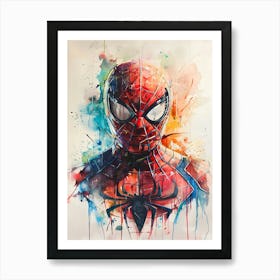 Spiderman Portrait Watercolor 1 Art Print