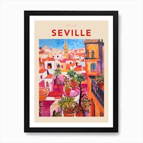 Seville Spain Fauvist Travel Poster Art Print