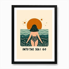 Into The Sea Go, woman portrait Art Print