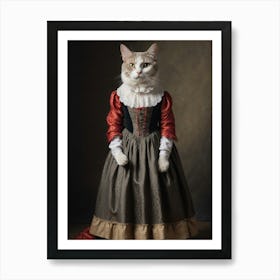 Cat in an old dress 3 Art Print