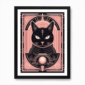 The Chariot Tarot Card, Black Cat In Pink 0 Art Print