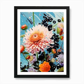 Surreal Florals Asters 7 Flower Painting Art Print