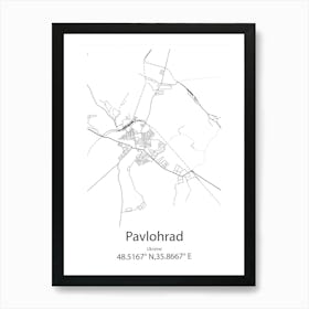 Pavlohrad,Ukraine Minimalist Map Art Print