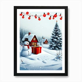 Snowman In The Snow 1 Art Print