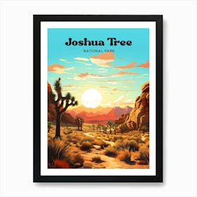 Joshua Tree National Park California Hiking Modern Travel Illustration Art Print