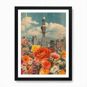 Osaka   Floral Retro Collage Style 2 Art Print