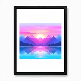 Abstract Landscape With Mountains And Lake Art Print