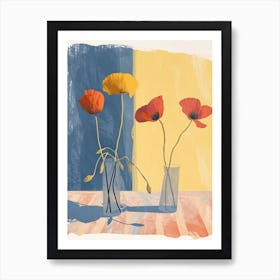 Poppy Flowers On A Table   Contemporary Illustration 3 Art Print