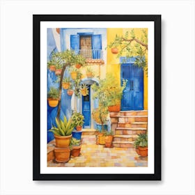 Greece Watercolor Painting Art Print