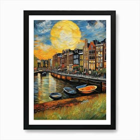 Wall painting print, Amsterdam, Netherlands, landscape art, Van Gogh style, fine art..228 Art Print