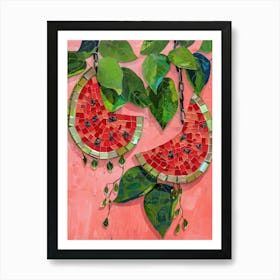 Disco Ball Watermelons Mosaic Painting Kitchen Art Print