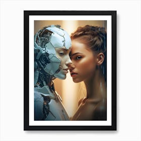 Harmonious Human-Robot Encounter Art Print