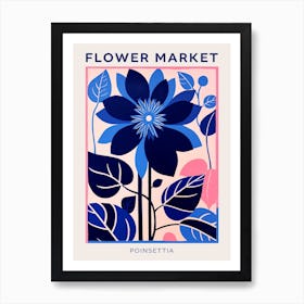 Blue Flower Market Poster Poinsettia Art Print