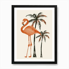 Jamess Flamingo And Palm Trees Minimalist Illustration 1 Art Print