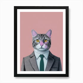 Cat In A Suit Affiche