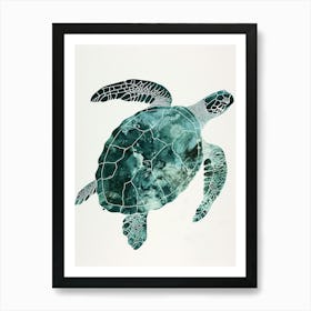 Minimalist Turquoise Sea Turtle Art Print