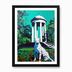 A Painting Of A Cat In Royal Botanic Gardens, Kew United Kingdom In The Style Of Pop Art 04 Art Print