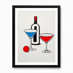 Bubblegum MCocktail Poster artini Picasso Line Drawing Cocktail Poster Art Print