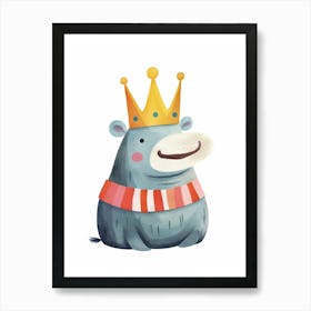 Little Hippo 1 Wearing A Crown Art Print